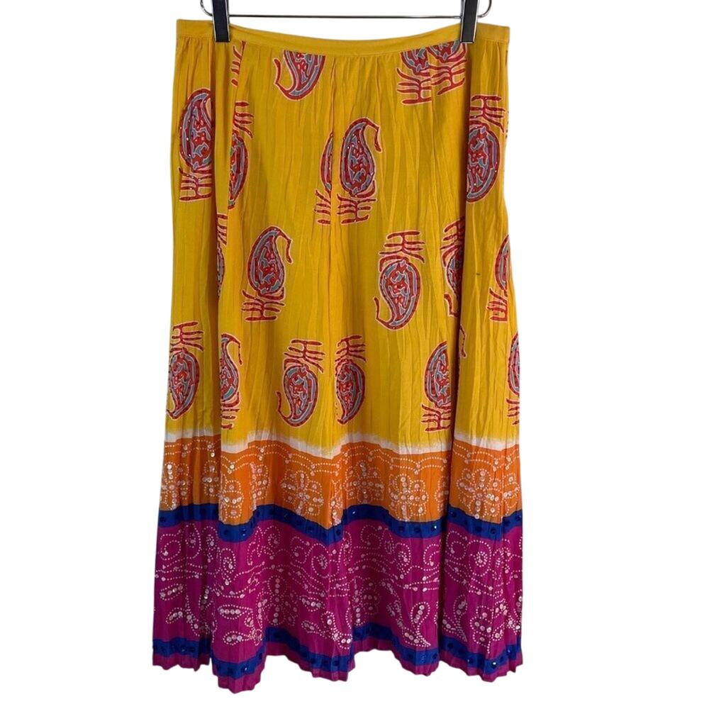Nygard Collection Size 10 Colorful Paisley Print Maxi Skirt Sequin Embellished